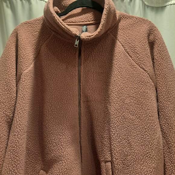Torrid Mauve (Rose Taupe) Sherpa Lounge Funnel-Neck Zip Up Size 3 - Picture 8 of 8
